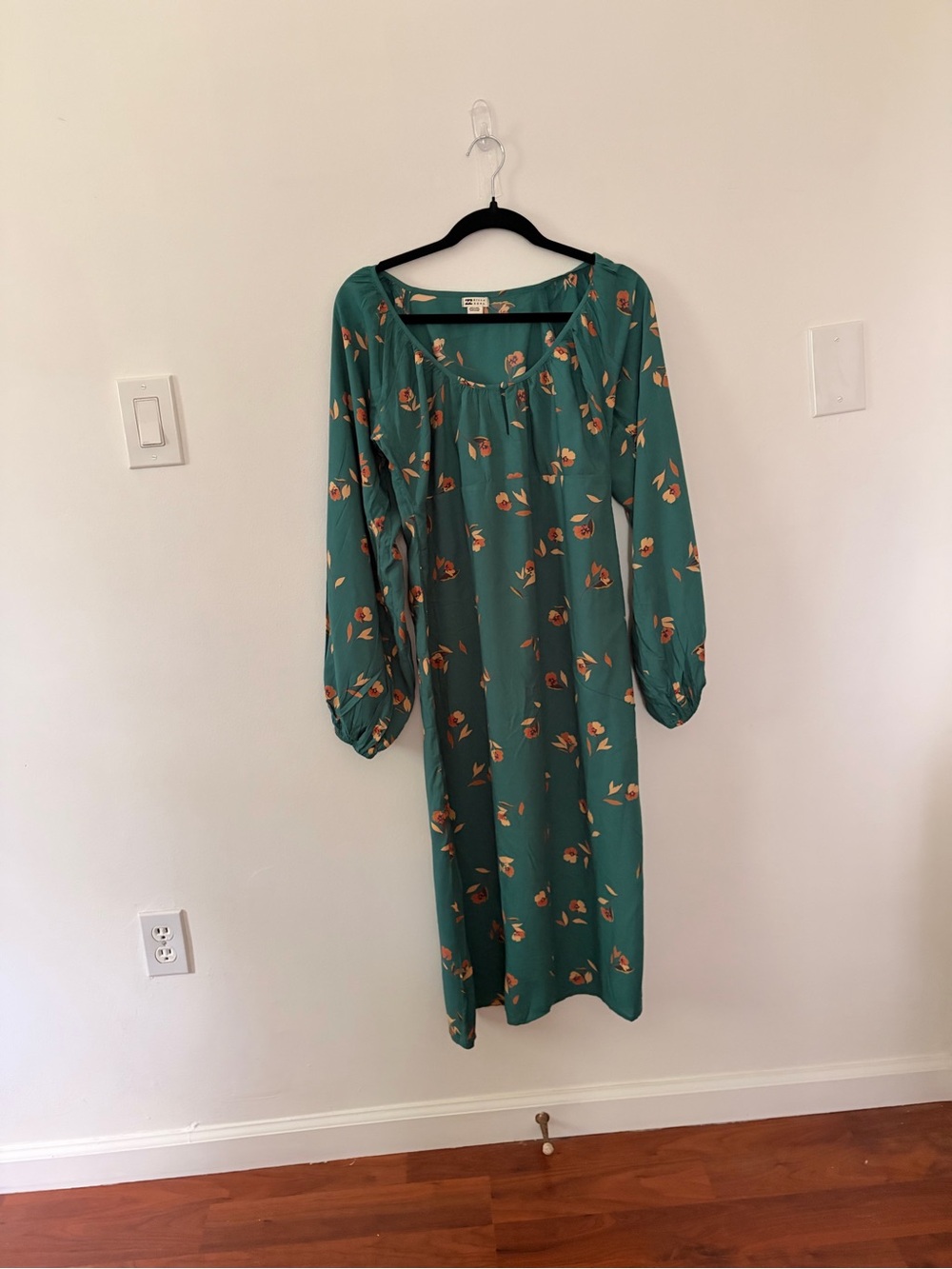 Billabong Teal Floral Long Sleeve Midi Dress